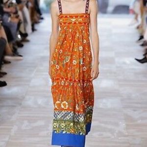 Tory Burch Embroidered Dayton Floral Samba Batik Midi RUNWAY Casual Maxi Dress